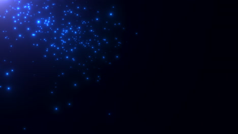 campos cinematográficos de estrellas azules y brillos voladores en galaxy 3