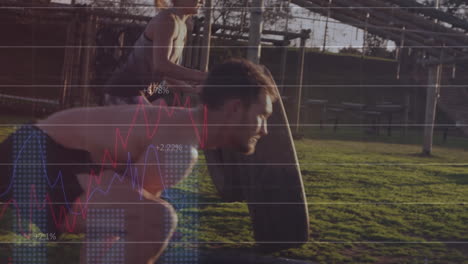 animación del procesamiento de datos financieros sobre diversas personas que ejercen