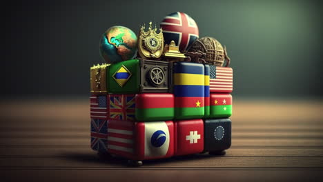 countries 3d illustration of international flags, worldwide travel and tourism