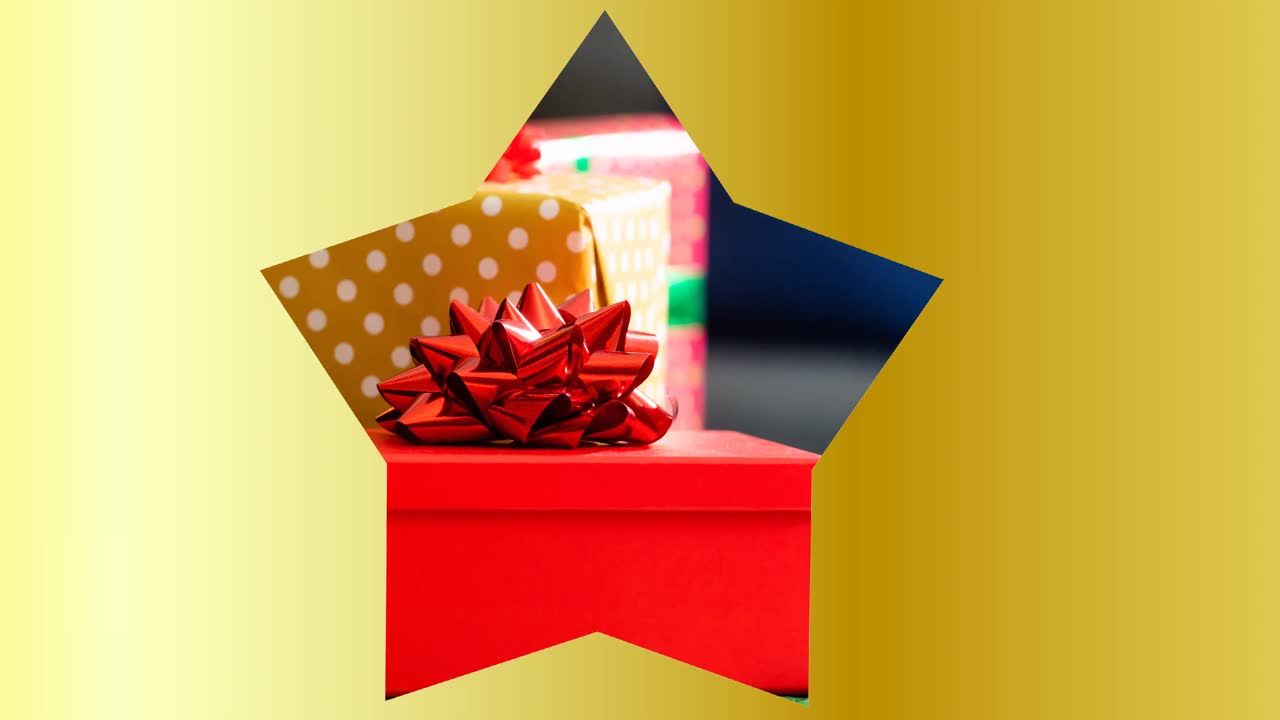 composición del marco de estrellas sobre los regalos de navidad en el fondo