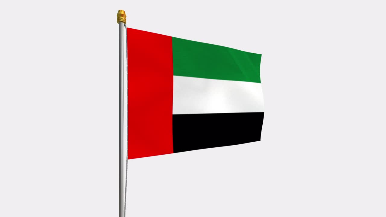 video de bucle de la bandera de los emiratos árabes unidos revoloteando en el viento, video en cámara lenta de 4k, con el canal alpha
