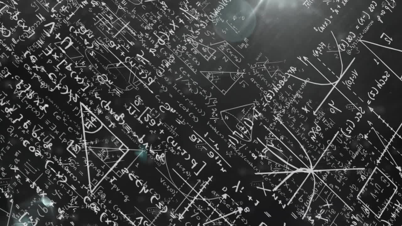 animación de ecuaciones matemáticas sobre un fondo negro