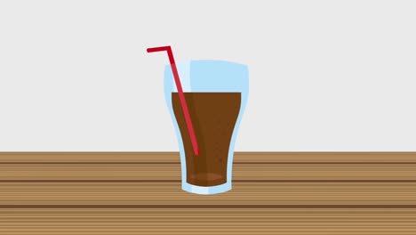 taza de cola de vidrio con paja