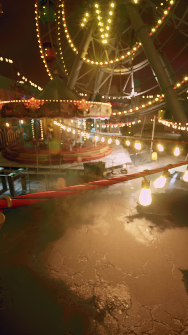 Заброшенный парк развлечений ночью