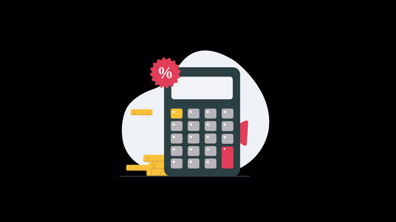 Animated Calculator with Percentage Sign and Growing Money