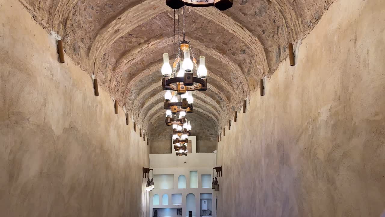 Restaurant local design in desert town resort made by brick light decorative Iran wonderful indoor architecture historic building hospitality tourism tradition travel wine tasting vintage stone