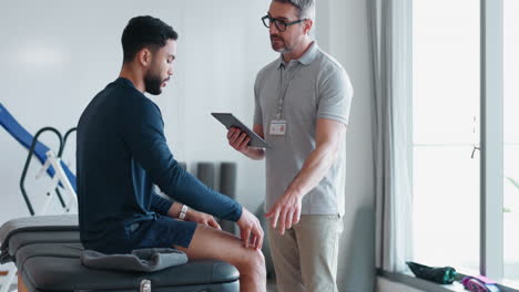 physiotherapist, man and consultation for shoulder