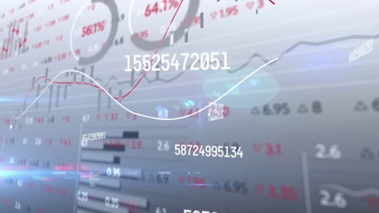 Animation of numbers changing and financial data processing
