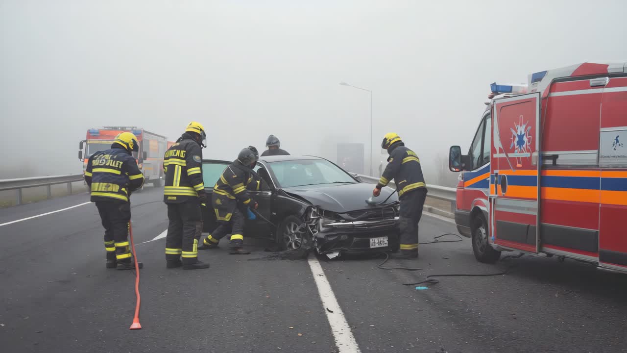 Car Accident Scene with Emergency Services
