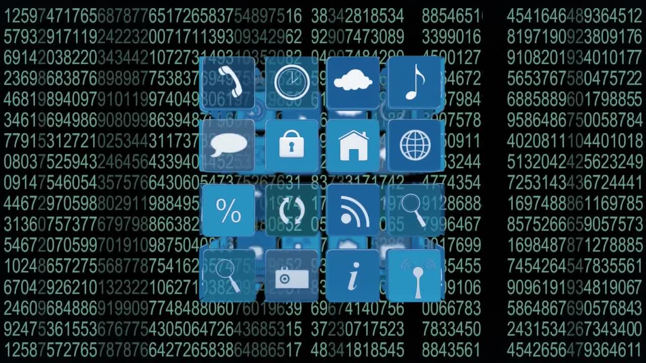 Internet icons and symbols with codes