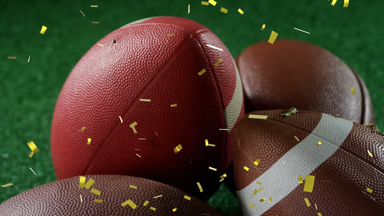 아메리칸  ⁇ 볼 공 위에 떨어지는 콘페티의 애니메이션