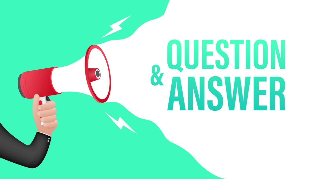 Hand Holding Megaphone with Question and Answer. Megaphone banner. Web design. Motion graphics.