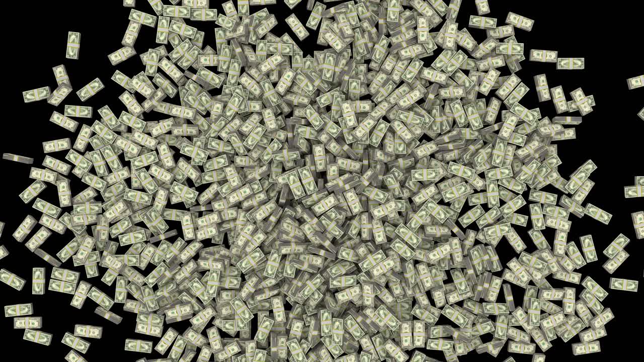 el dinero se acumula paquetes de dólares cayendo ganancias financieras de los ee.uu. impuesto de moneda estadounidense