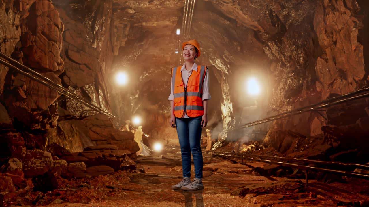 Woman Miner in a Tunnel