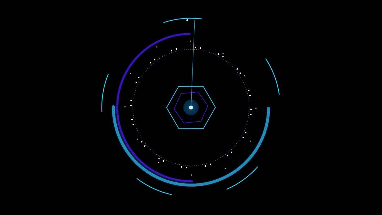 Futuristic Digital Radar Interface Scanning in Circular Motion