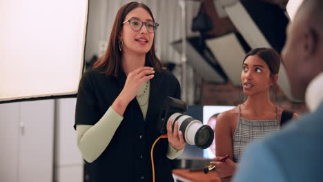 photographer working with models in a studio