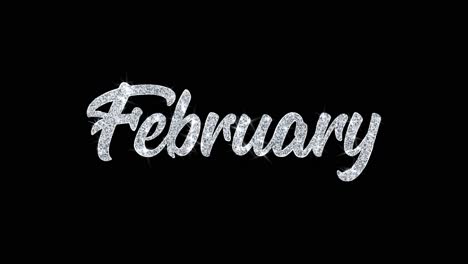 February Month Text with Glitter and Sparkle
