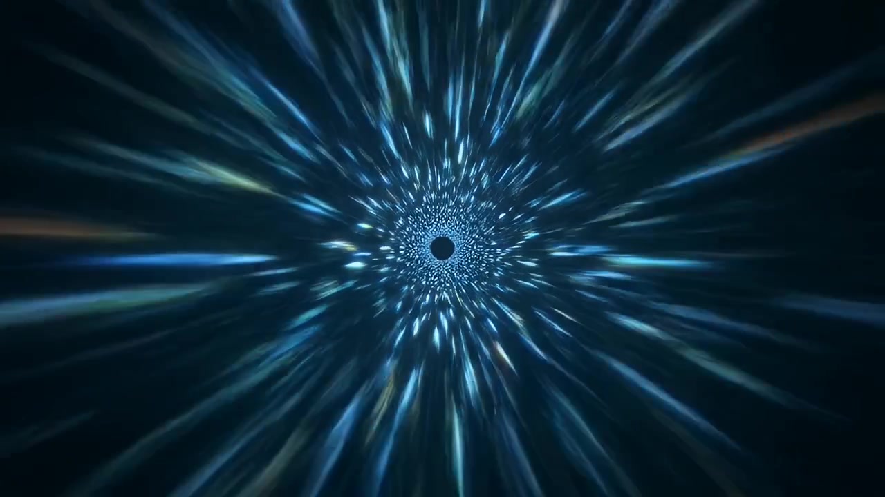 Tunnel astratto di scie di luce blu che si muovono nello spazio