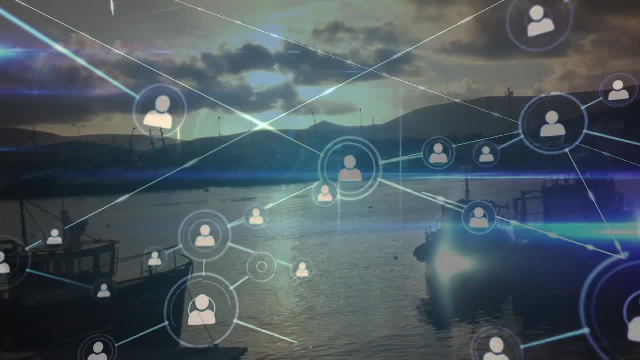 animación de la red de conexiones sobre el paisaje