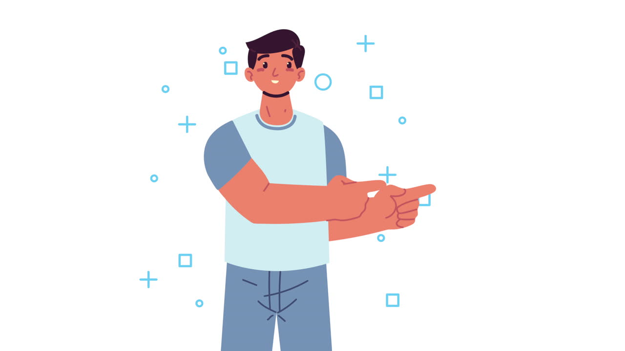 젊은 남자 인플루언서 캐릭터 애니메이션