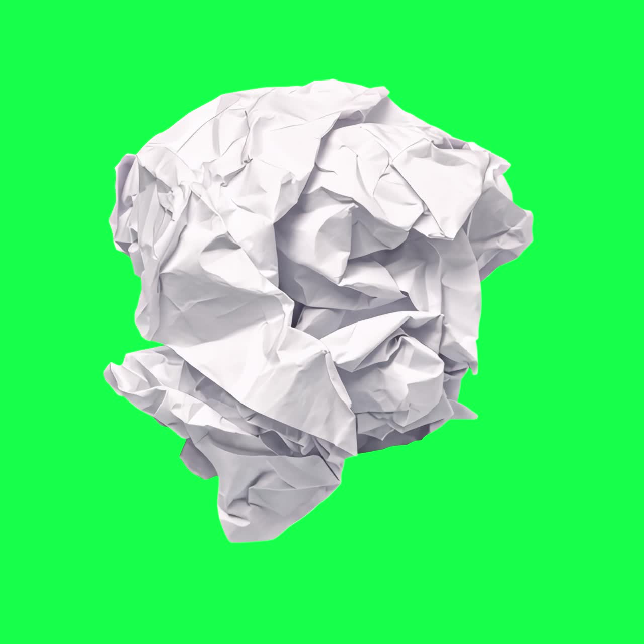 Animação de papel amassado, vídeo em 4K transparente, tela verde
