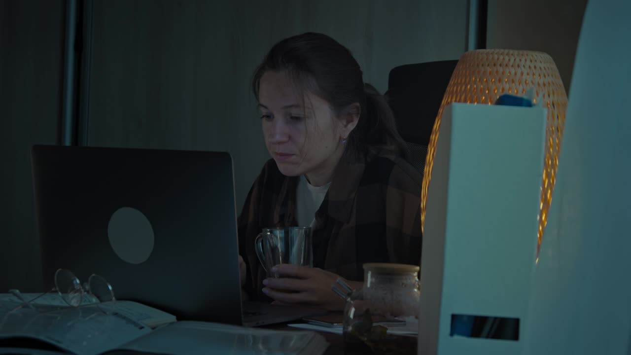 Remote work at home at night
