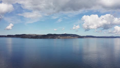 distant aerial overview of askoy island - island outside bergen norway