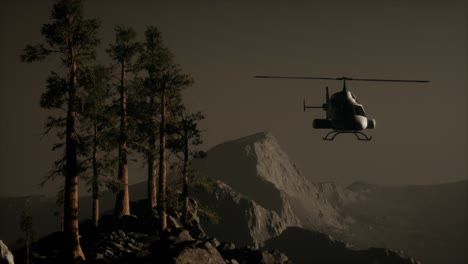 extreme-slow-motion-flying-helicopter-near-mountain-forest