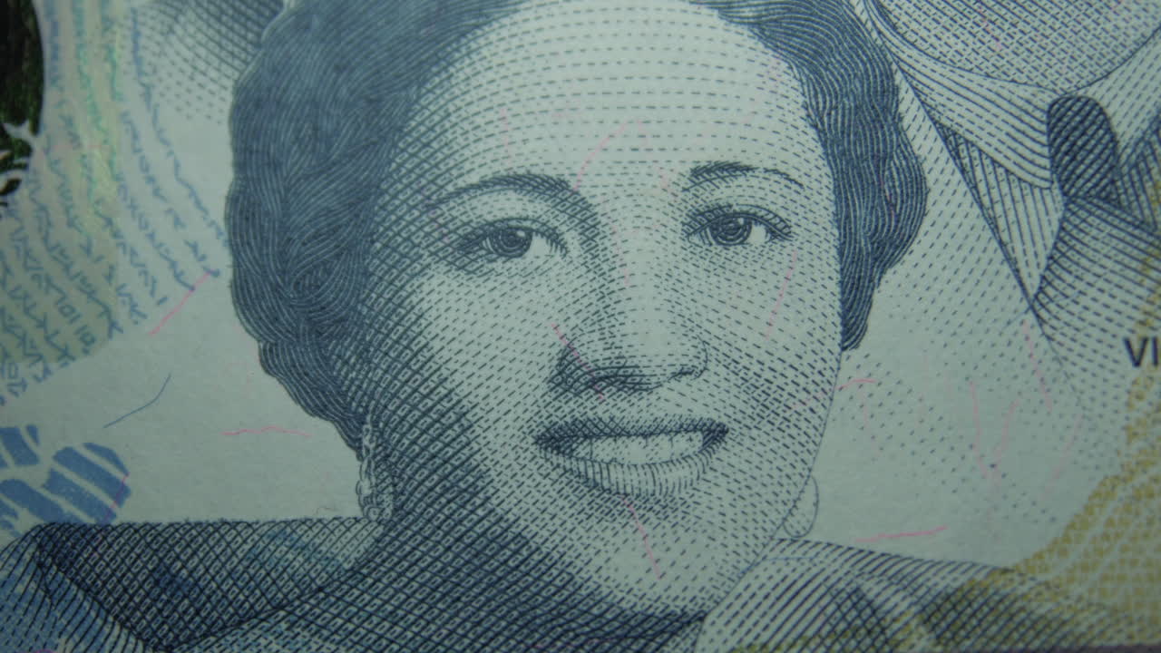 이것은 1000필리핀 피소 지폐의 화폐가 아닌 일반 종이 은행의 거시적 관점입니다.