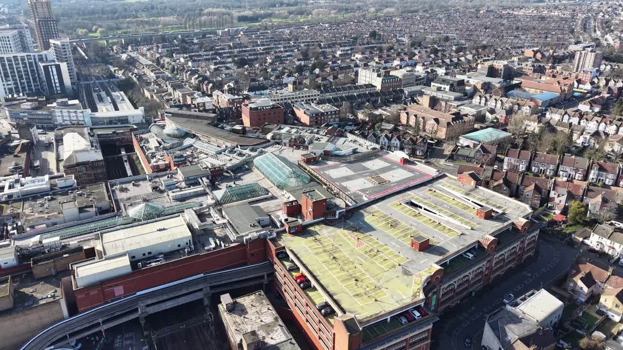 Ilford East London UK Retail town centre drone,aerial 4K footage