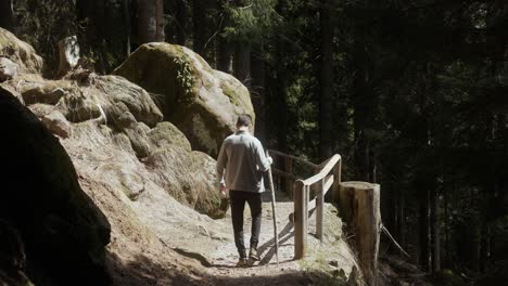 Traveler-Hike-Over-Tracks-Through-Dolomite-Alps-In-Northeastern-Italy