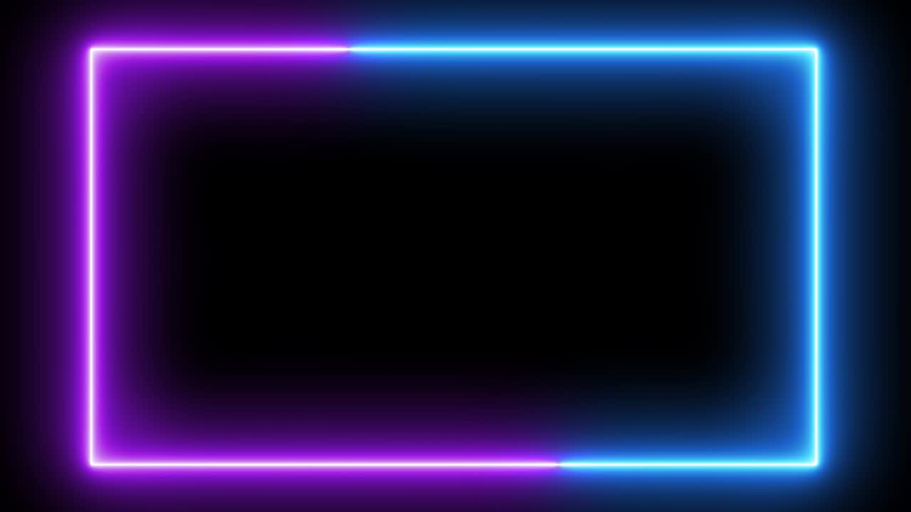marco de neón de luz abstracta en fondo negro. espectáculo de láser animación en bucle. video 4k