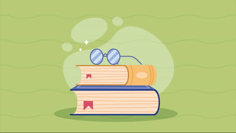 two text books with sunglasses animation