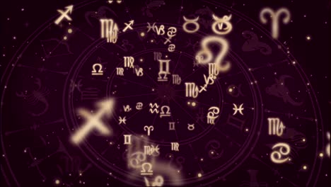 fondo abstracto con signos del zodiaco y rueda del horóscopo