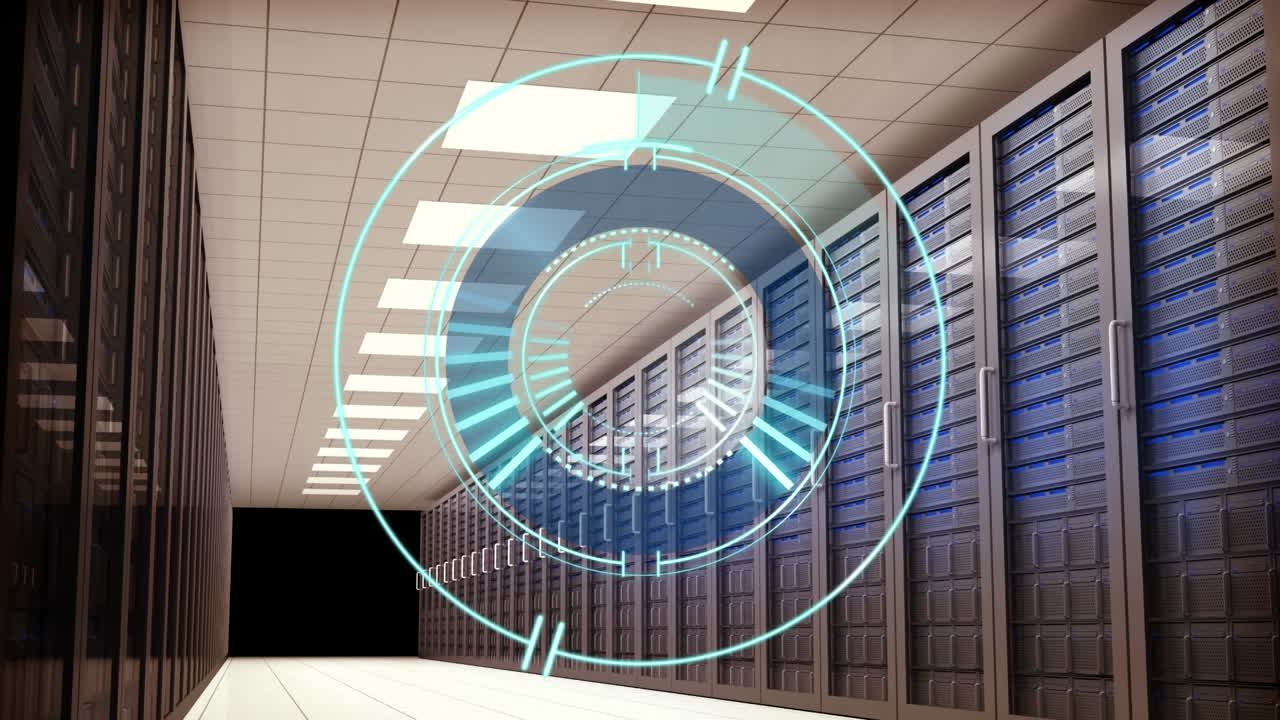 Animation of scope scanning over computer servers in tech room