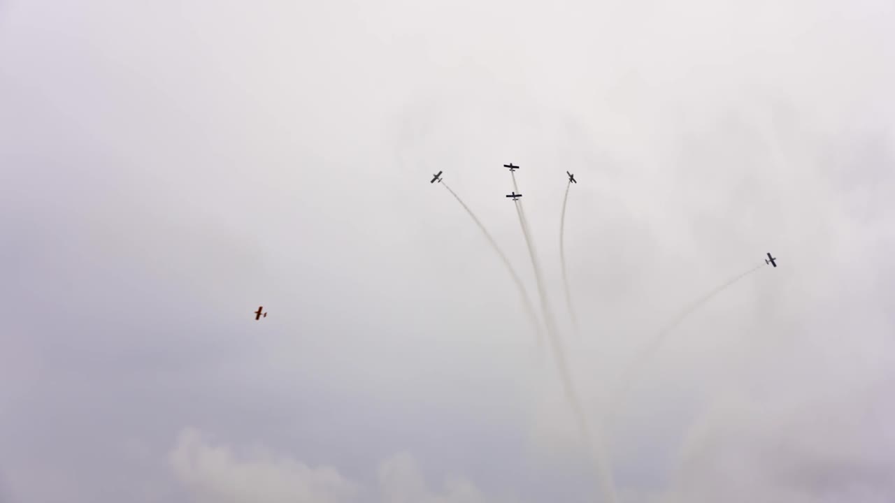 Jet fighters flying in formation at air show