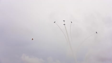 jet fighters flying in formation at air show