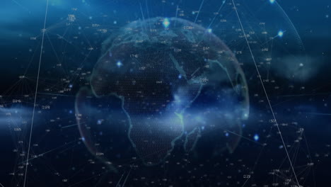 animación del globo y las conexiones sobre el fondo de la marina