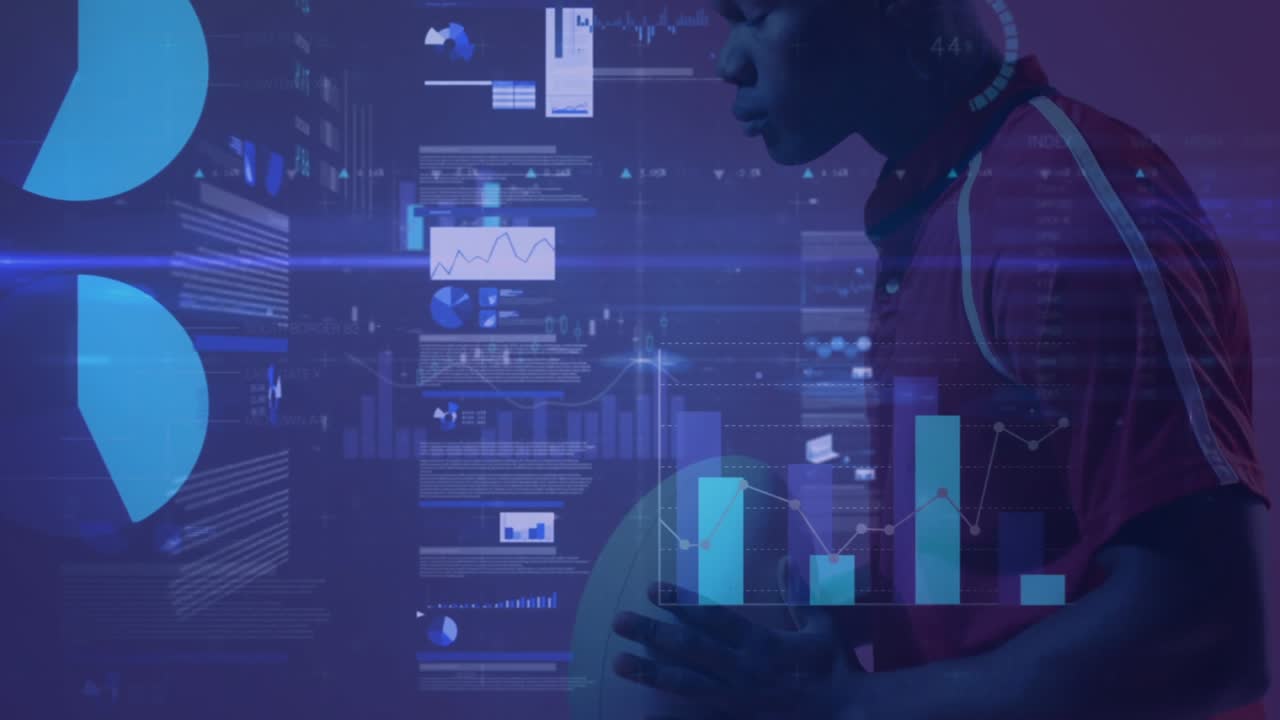 Animation of statistics and data processing over rugby player