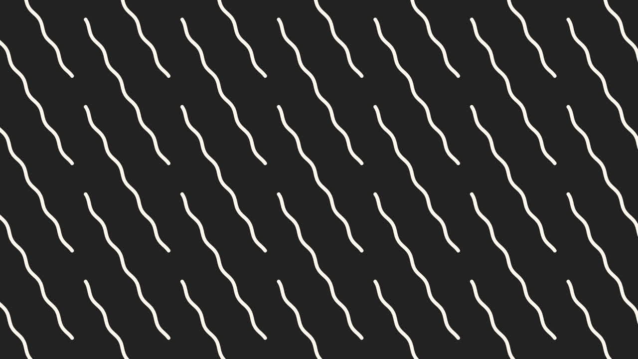 A modern black and white design featuring wavy, non-straight horizontal lines. The pattern is simplistic and stylish, creating a visually appealing abstract composition