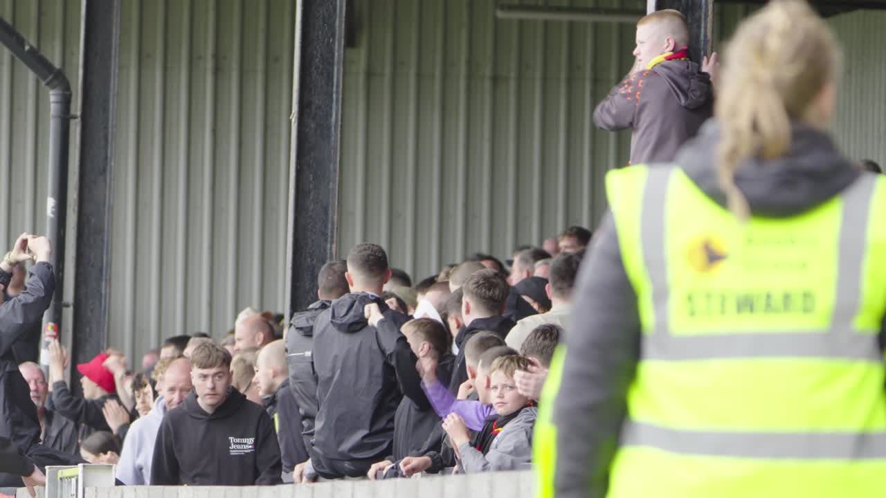 Scottish Championship football league game, Somerset Park, cheering fans