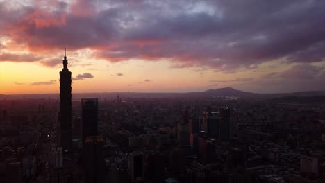 taiwan sunset sky taipei cityscape famous tower aerial panorama 4k