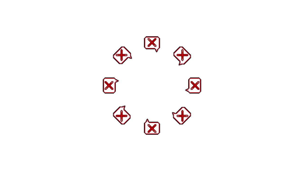 Pixel Art Speech bubble Cross mark Spinning Circle Animated Overlay Transparent 30fps (4)