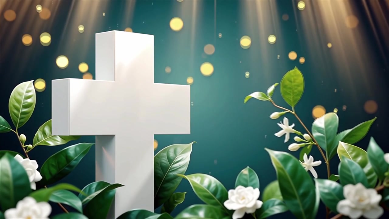 Croce Cristiana Luce Celestiale Sfondo per il Culto.