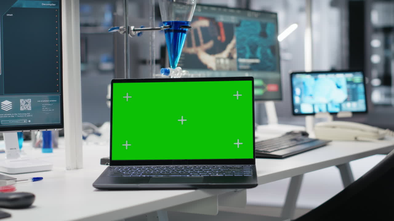Close Up Of Isolated Screen Laptop And Computer Program In Laboratory