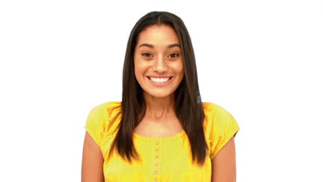 Cheerful-woman-being-surprised-on-white-background