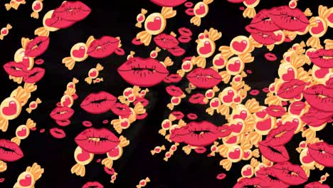 fondo con patrón de caramelo y labios
