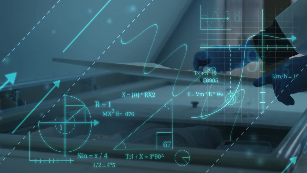 실험실에서 백인 여성 과학자에 대한 과학 데이터 처리 애니메이션