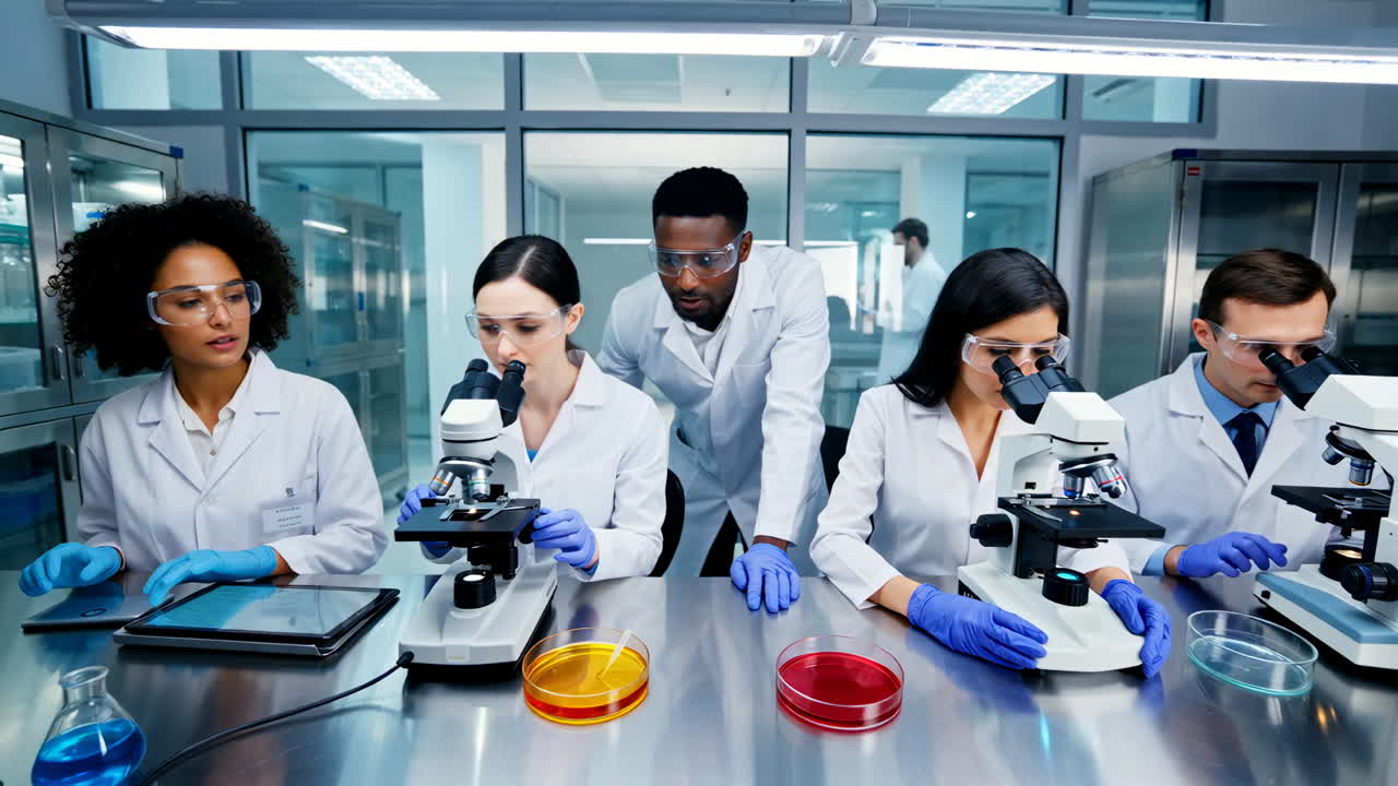 Diverse Group of Scientists Working in a Laboratory