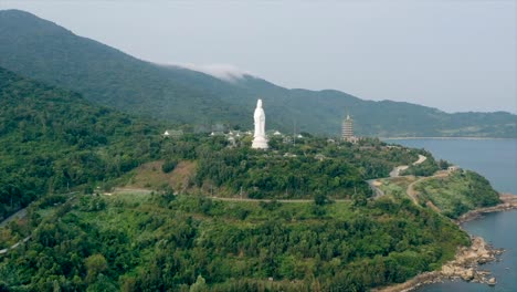 hyperlapse of female buddha in chùa linh ứng temple in danang, vietnam